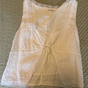 Reformation Ivory Lace-Trimmed Top